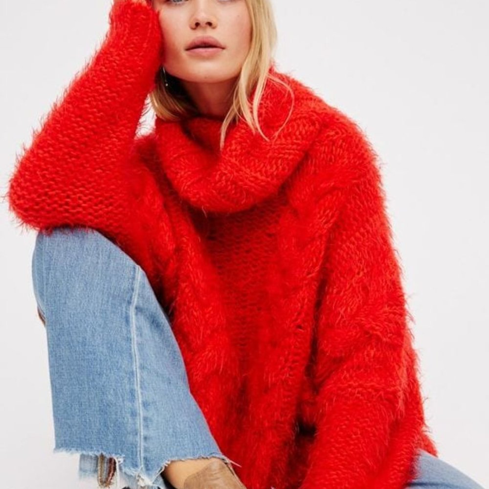 Free People Red Knit Sweater